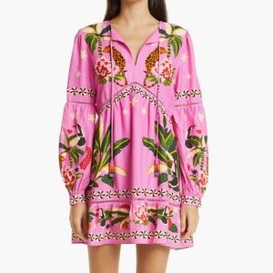 Farm Rio Leopard Forest Long Sleeve Dresss